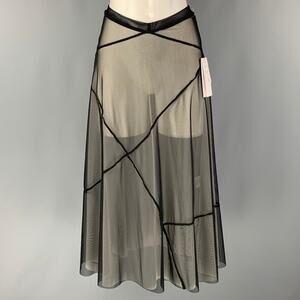 KATHRYN BOWEN Size 2 Black White Nylon Spandex See Through A-Line Skirt
